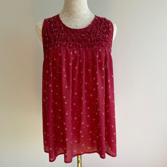Abercrombie & Fitch Sleeveless Babydoll Top Women's M Dainty Daisy Dot Flowy Y2k - Picture 1 of 8